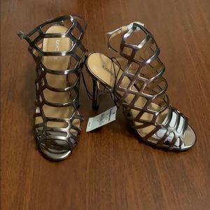 Express caged Sliver heels